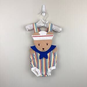 Vintage Fisher Price Kidswear Rainbow Stripe Bear Sunsuit Romper 12 Months